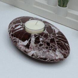Burgundy Marble Tealight Candle Holder – Natural Stone Home Decor null