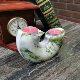 Green Marble Tealight Candle Holder – Crescent Natural Stone Decor null