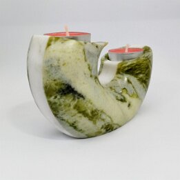 Green Marble Tealight Candle Holder – Crescent Natural Stone Decor null