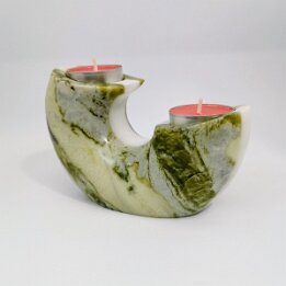 Green Marble Tealight Candle Holder – Crescent Natural Stone Decor null