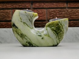 Green Marble Tealight Candle Holder – Crescent Natural Stone Decor null