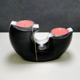 Green Marble Tealight Candle Holder – Crescent Natural Stone Decor null