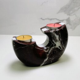 Green Marble Tealight Candle Holder – Crescent Natural Stone Decor null
