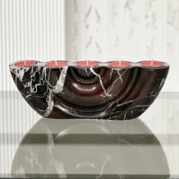Red Marble Tealight Candle Holder – 5 Wells Natural Stone Decor null