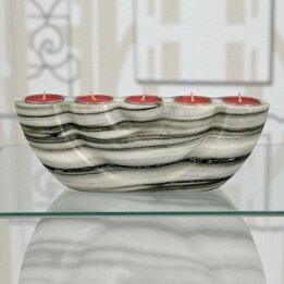 Red Marble Tealight Candle Holder – 5 Wells Natural Stone Decor null