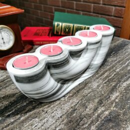 Red Marble Tealight Candle Holder – 5 Wells Natural Stone Decor null