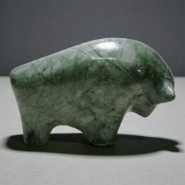 Handcrafted Green Marble Bull Figurine – Natural Stone Animal Sculpture null