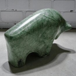 Handcrafted Green Marble Bull Figurine – Natural Stone Animal Sculpture null