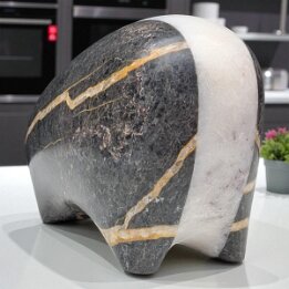Handcrafted Marble Badger Figurine – Natural Stone Animal Sculpture null