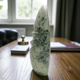 Moss Agate Flame Tower Crystal Sculpture – Natural Stone Home Decor null