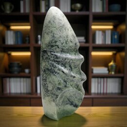 Moss Agate Flame Tower Crystal Sculpture – Natural Stone Home Decor null