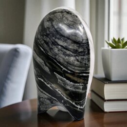 Shadow Flow – Abstract Marble Wave Sculpture null
