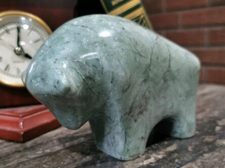 Handcrafted Green Marble Bull Figurine – Natural Stone Animal Sculpture Price: CAD 250.00 SKU: CDM-SCL-007 Strength rendered in stone. This green marble bull figurine is meticulously carved...
