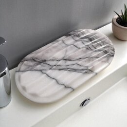 Natural Marble Soap Dish with Drain – Luxury Stone Bathroom Decor null
