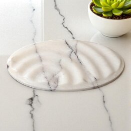 Oval Natural Marble Soap Dish – Luxury Stone Bathroom Accessory null