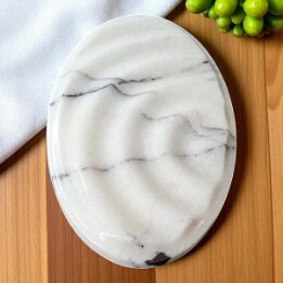 Oval Natural Marble Soap Dish – Luxury Stone Bathroom Accessory null