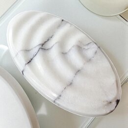 Oval Natural Marble Soap Dish – Luxury Stone Bathroom Accessory null