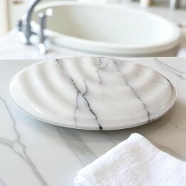 Oval Natural Marble Soap Dish – Luxury Stone Bathroom Accessory null