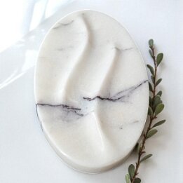 Oval Natural Marble Soap Dish – Luxury Stone Bathroom Accessory null