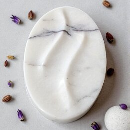 Oval Natural Marble Soap Dish – Luxury Stone Bathroom Accessory null