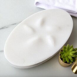 Oval Natural Marble Soap Dish – Luxury Stone Bathroom Accessory null