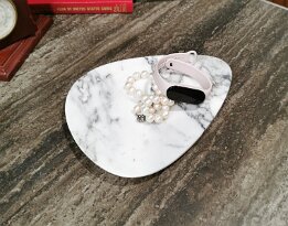 White Marble Jewelry Tray – Luxury Natural Stone Vanity Organizer null
